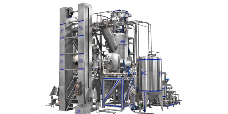 Vacuum rotary coil evaporation system for jams, marmalades and sauces production